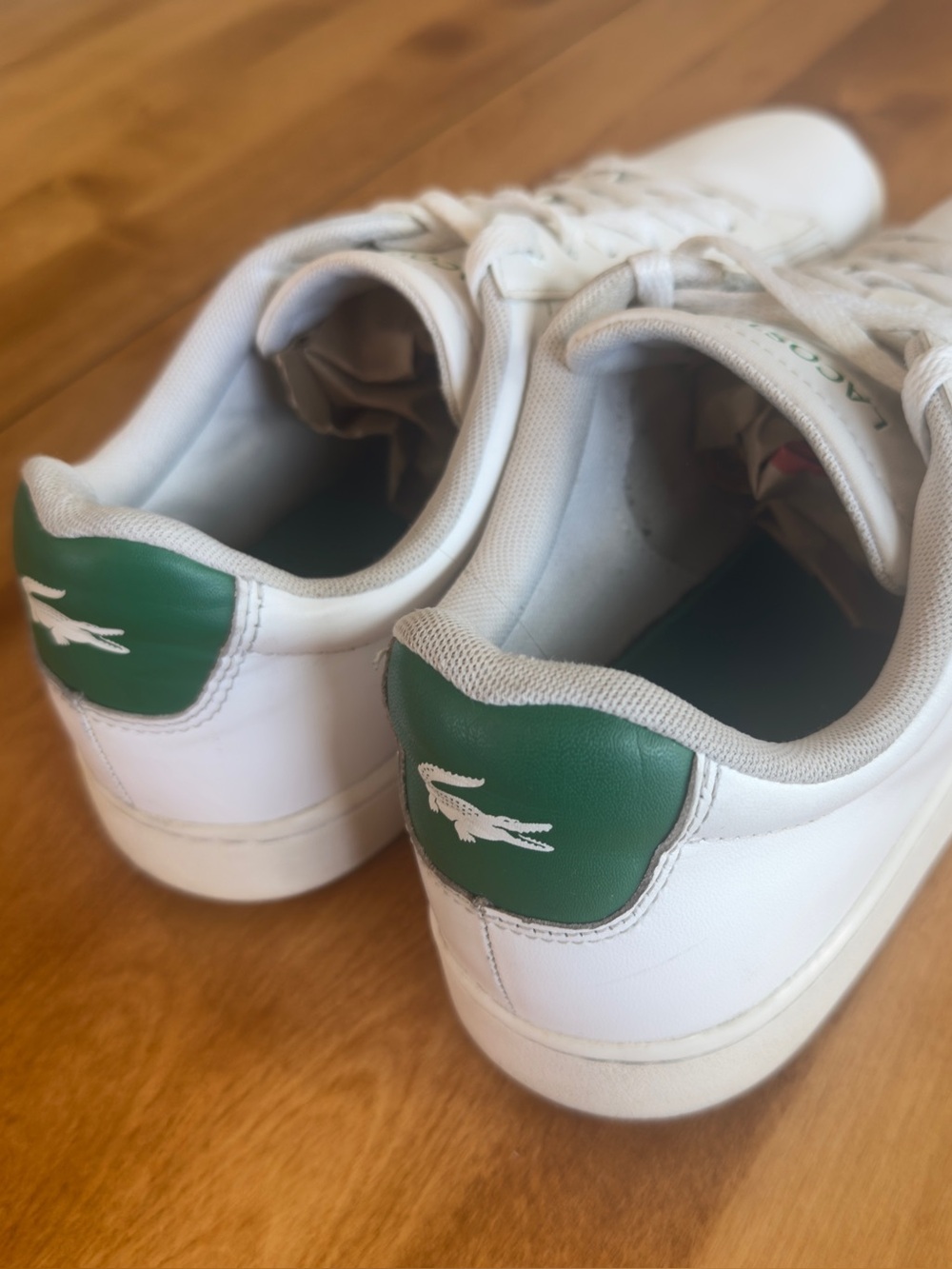 Lacoste White Leather Hydez Low-Top Sneakers Green Croc Logo Men’s 10 - Picture 11 of 16